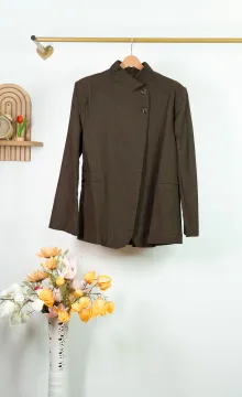 DİK YAKA KAHVE BLAZER CEKET DİK YAKA KAHVE BLAZER CEKET