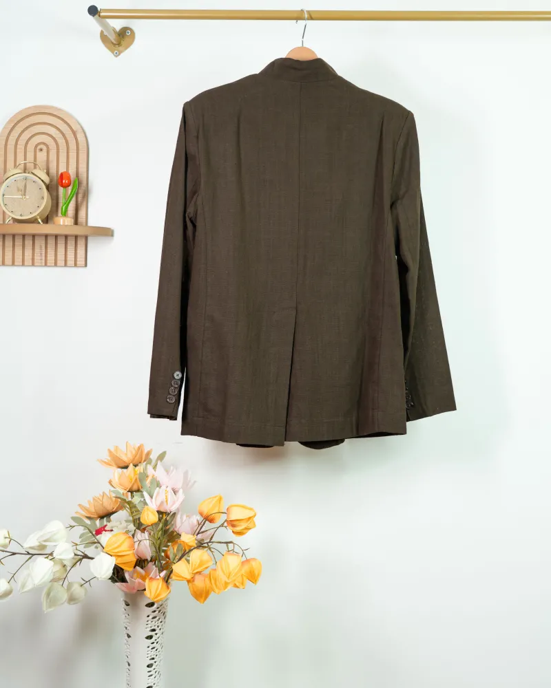 DİK YAKA KAHVE BLAZER CEKET DİK YAKA KAHVE BLAZER CEKET