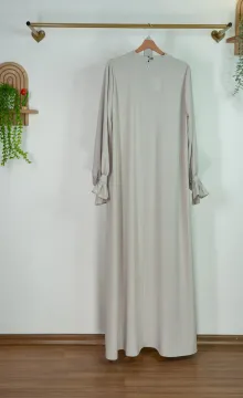 MEDİNE İPEĞİ BÜZGÜ/FIRFIR KOL DETAYLI ELBİSE MEDİNE İPEĞİ BÜZGÜ/FIRFIR KOL DETAYLI ELBİSE